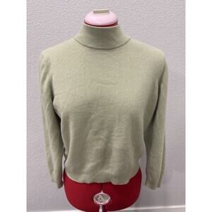Charter Club 100% Cashmere Mock Neck Sweater Size L Petite Light Green